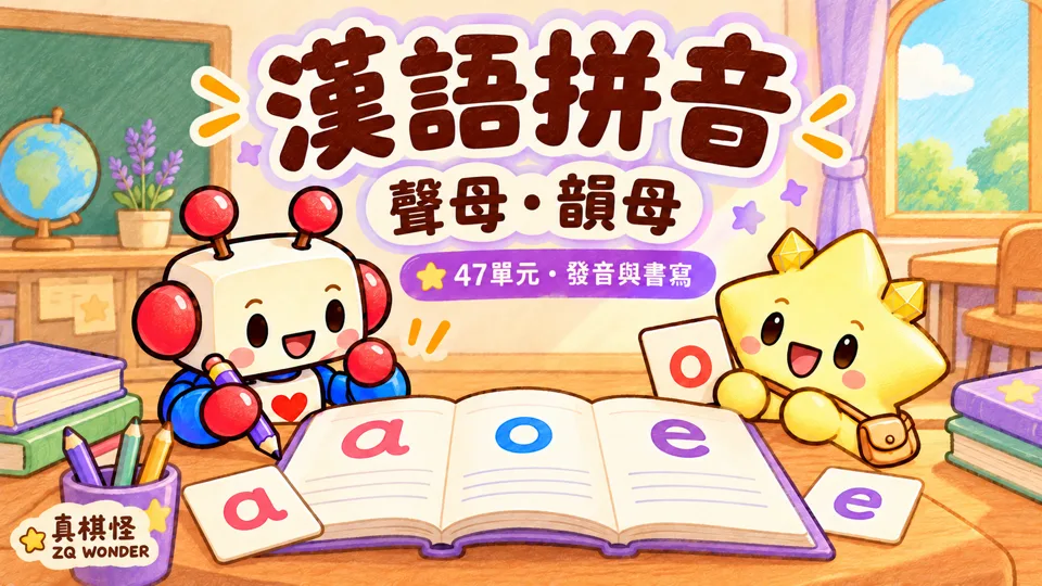 漢語拼音教學|47單元聲母、韻母發音與書寫|真棋怪影片封面